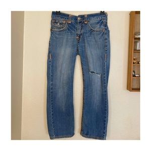 True Religion distressed wide-leg jeans
